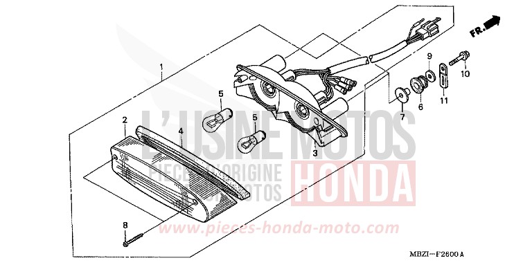TAILLIGHT (CB600F2/F22) for Hornet S CANDY XENON BLUE (PB324) from 2002